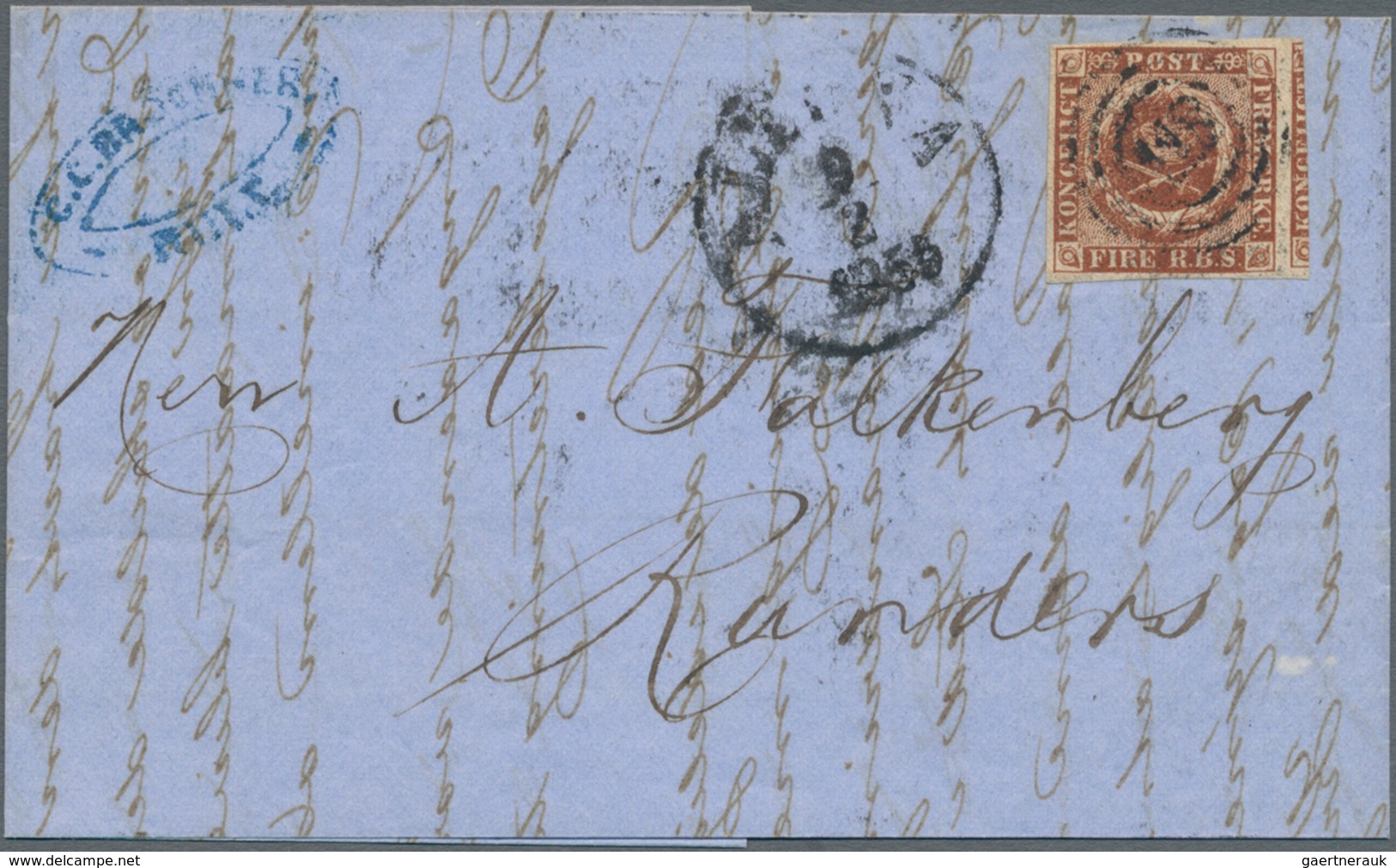 Dänemark: 1854, 4 S (FIRE R.B.S.) Chestnut Brown In EF On Complete Folded Letter With No.-postmark T - Used Stamps