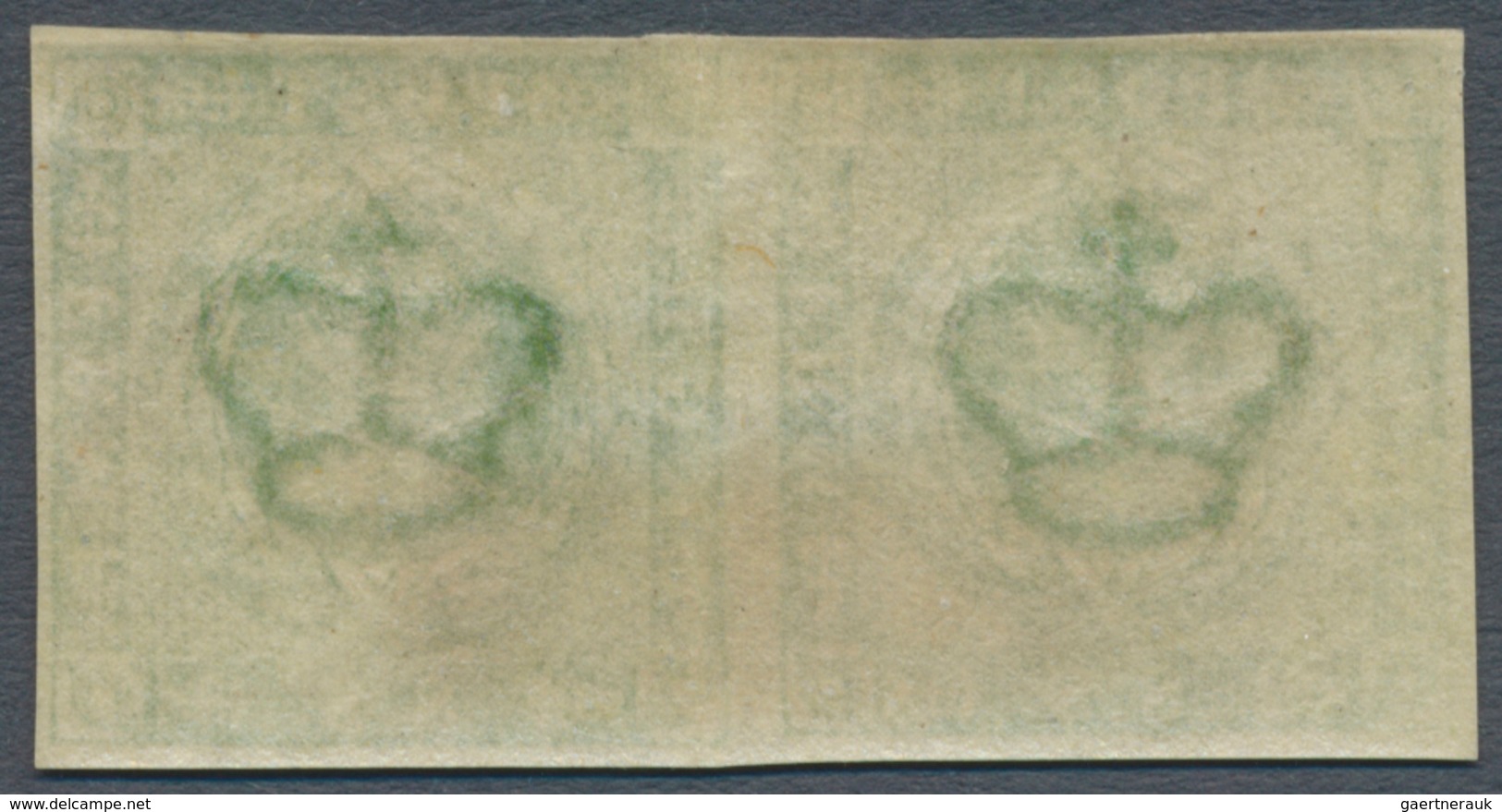 Dänemark: 1857 Square Issue 8s. Green, Horizontal Pair, Mint Never Hinged With Complete Original Gum - Oblitérés