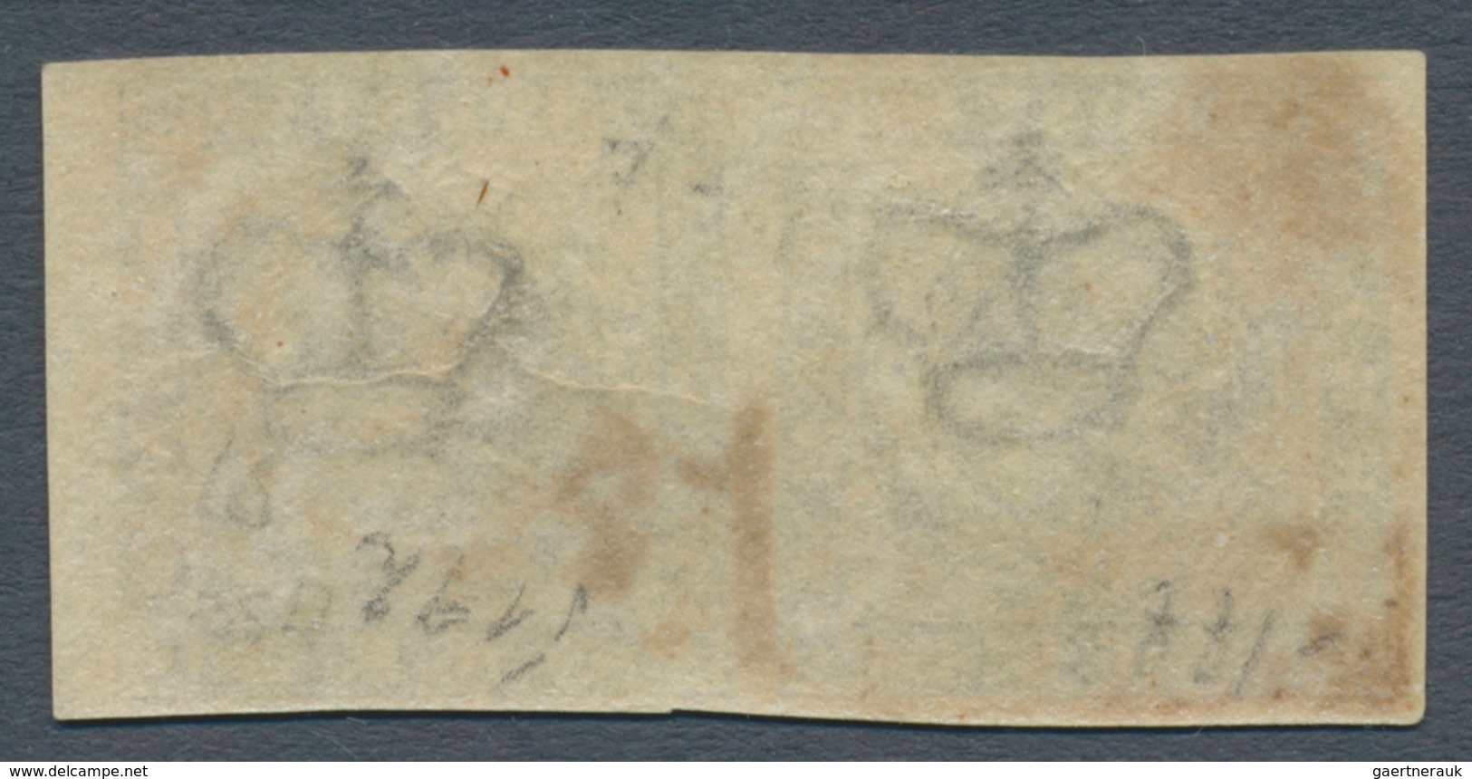 Dänemark: 1857 Square Issue 16s. Grey, Right Hand Marginal Horizontal Pair, Mint Never Hinged With O - Oblitérés