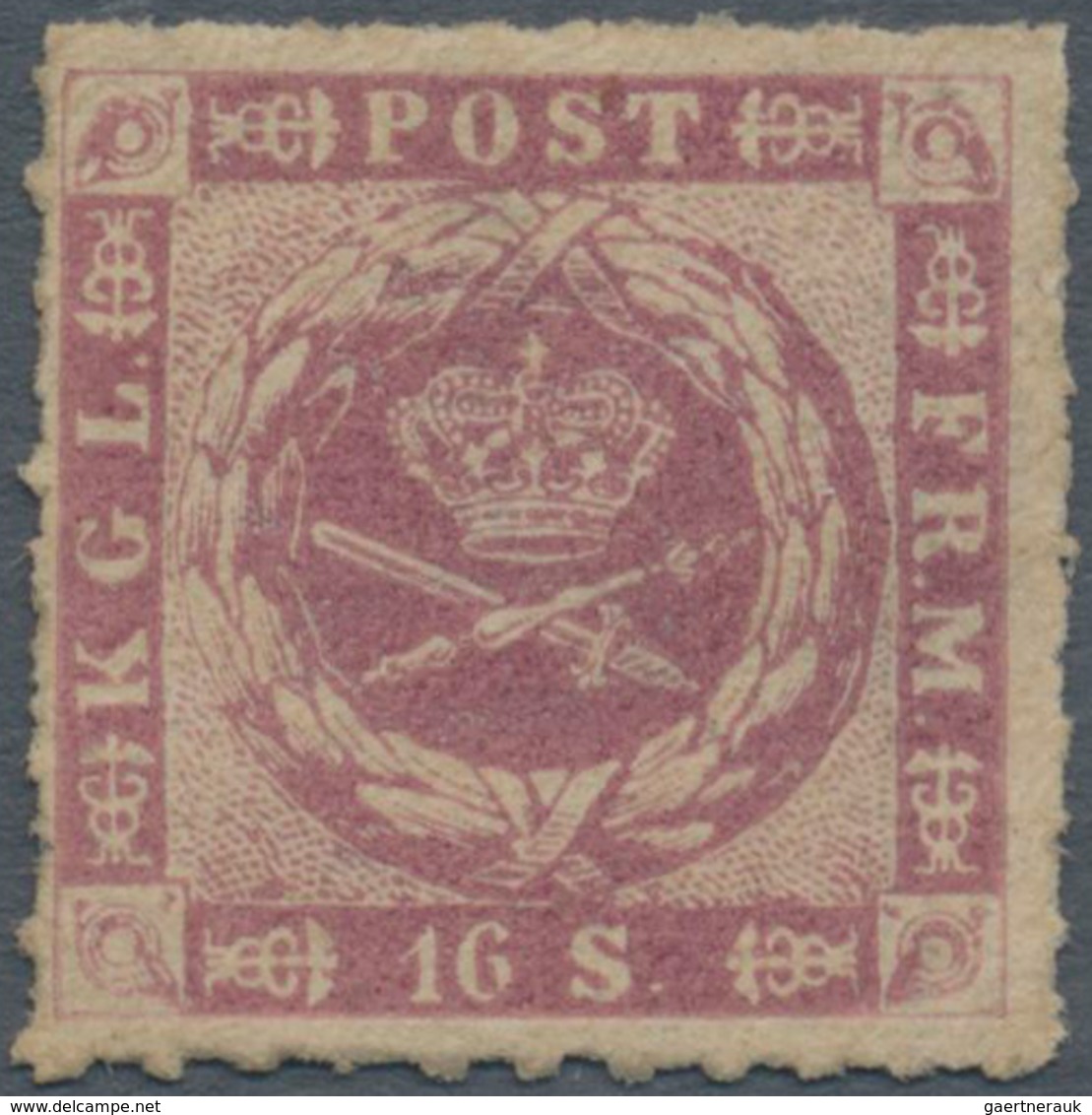 Dänemark: 1863 Square Issue 16s. Rose Lilac, Type II, ROULETTED, Unused Without Gum, Of Intense Colo - Gebraucht