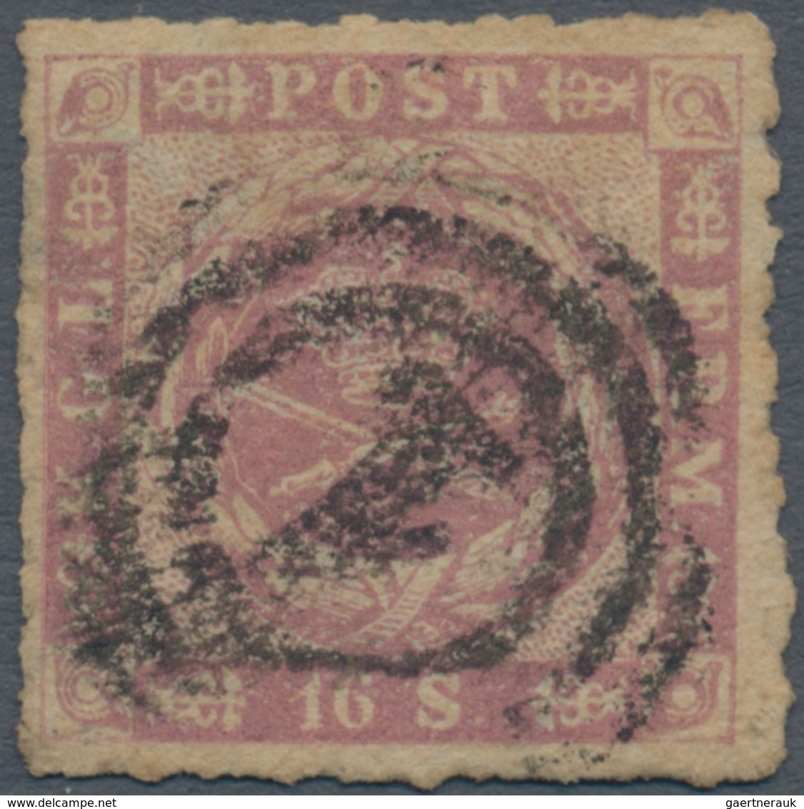 Dänemark: 1863 16s. Red-lilac, ROULETTED, Used And Cancelled With Kopenhagen Numeral "1", Fresh And - Oblitérés