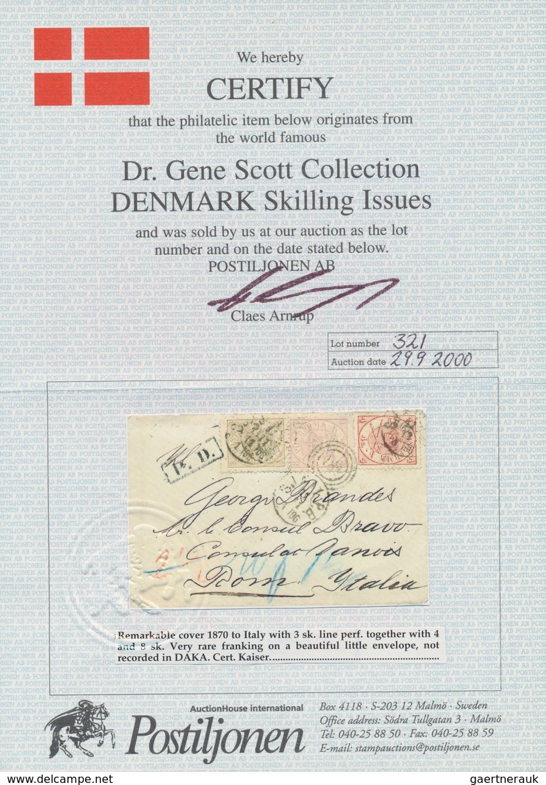 Dänemark: 1870, 11. November, Single Rate Letter From The Zealand Post Handling Bureau To Rome, Prep - Oblitérés