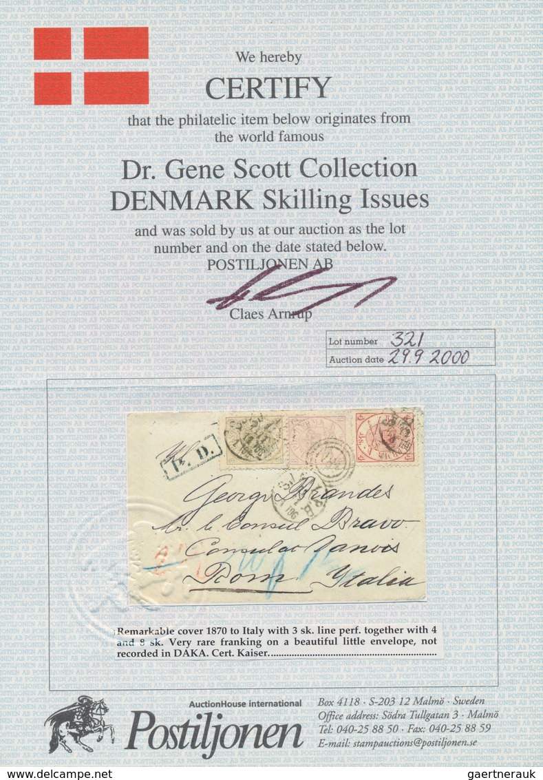 Dänemark: 1870, 11. November, Single Rate Letter From The Zealand Post Handling Bureau To Rome, Prep - Gebraucht