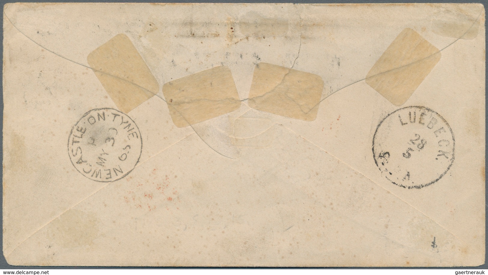 Dänemark: 1865 Cover From Copenhagen To Newcastle Upon Thyne, England Via Luebeck And London, Franke - Used Stamps