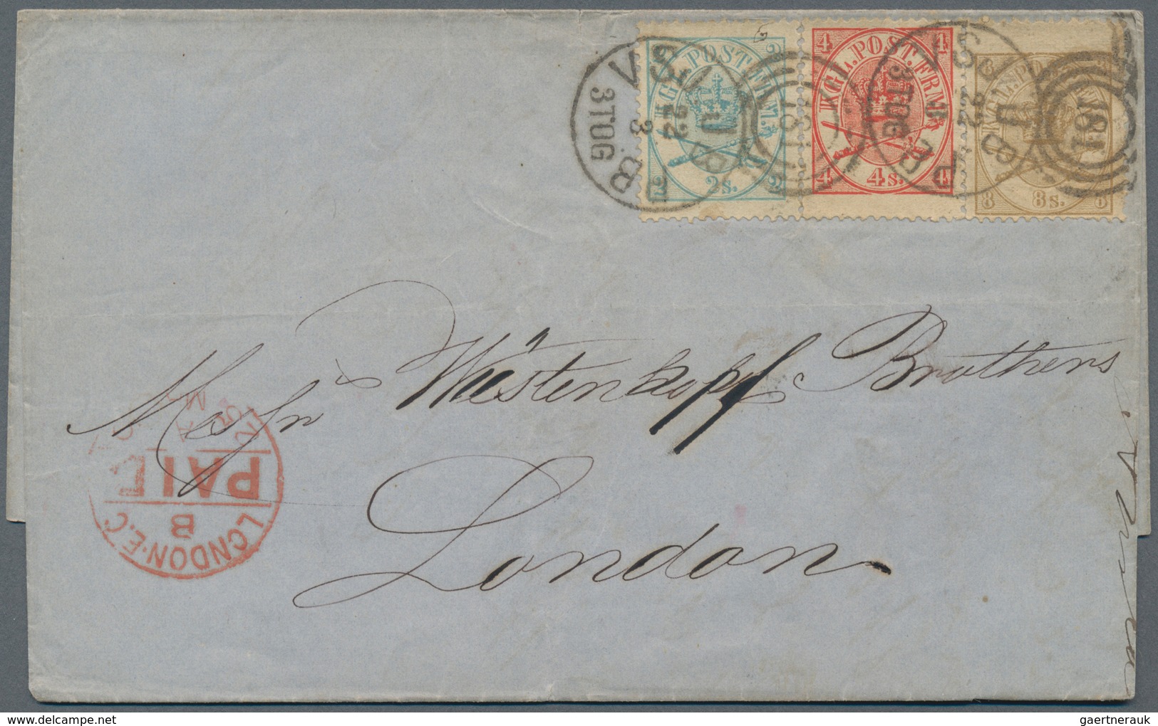 Dänemark: 1871. Folded Letter Sheet (toned) Written From Copenhagen Addressed To London Bearing Yver - Oblitérés