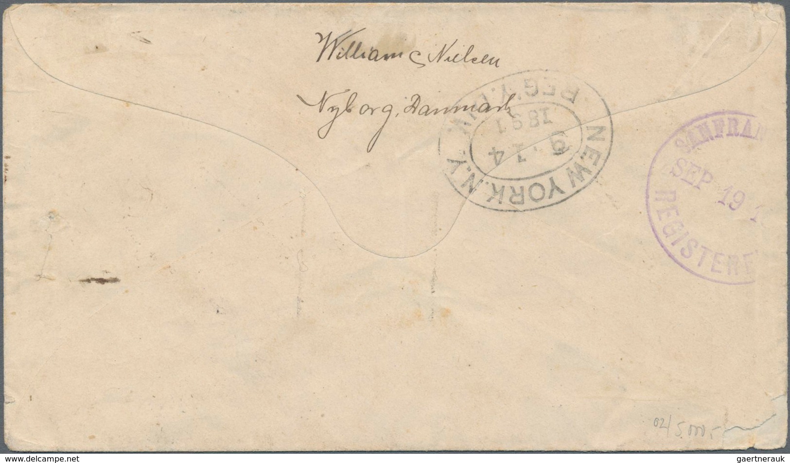 Dänemark: 1891 Destination HAWAII: Postal Stationery Envelope 4øre Used Registered From Nyborg To Ho - Gebraucht