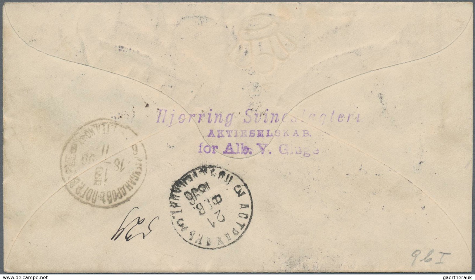 Dänemark: 1896 Destination RUSSIA: Postal Stationery Envelope 4øre Used Registered From Hjørring To - Used Stamps