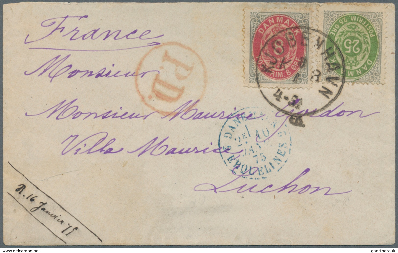 Dänemark: 1875, 8 Öre Gray/red And 25 Öre Gray/green Cancelled With Circle Postmark Kjobenhavn And C - Oblitérés