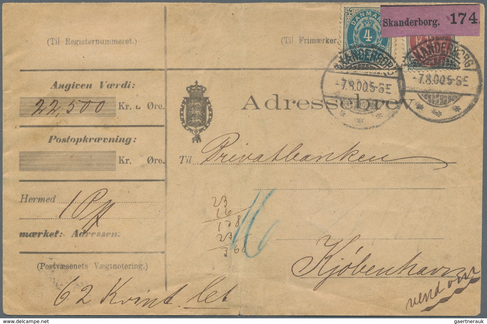 Dänemark: 1875/03, 4 Und 12 Ö. Ziffern Vs. Und 32 Werte 12 Ö, Teils In Einheiten Rs. Auf "Adressebre - Oblitérés
