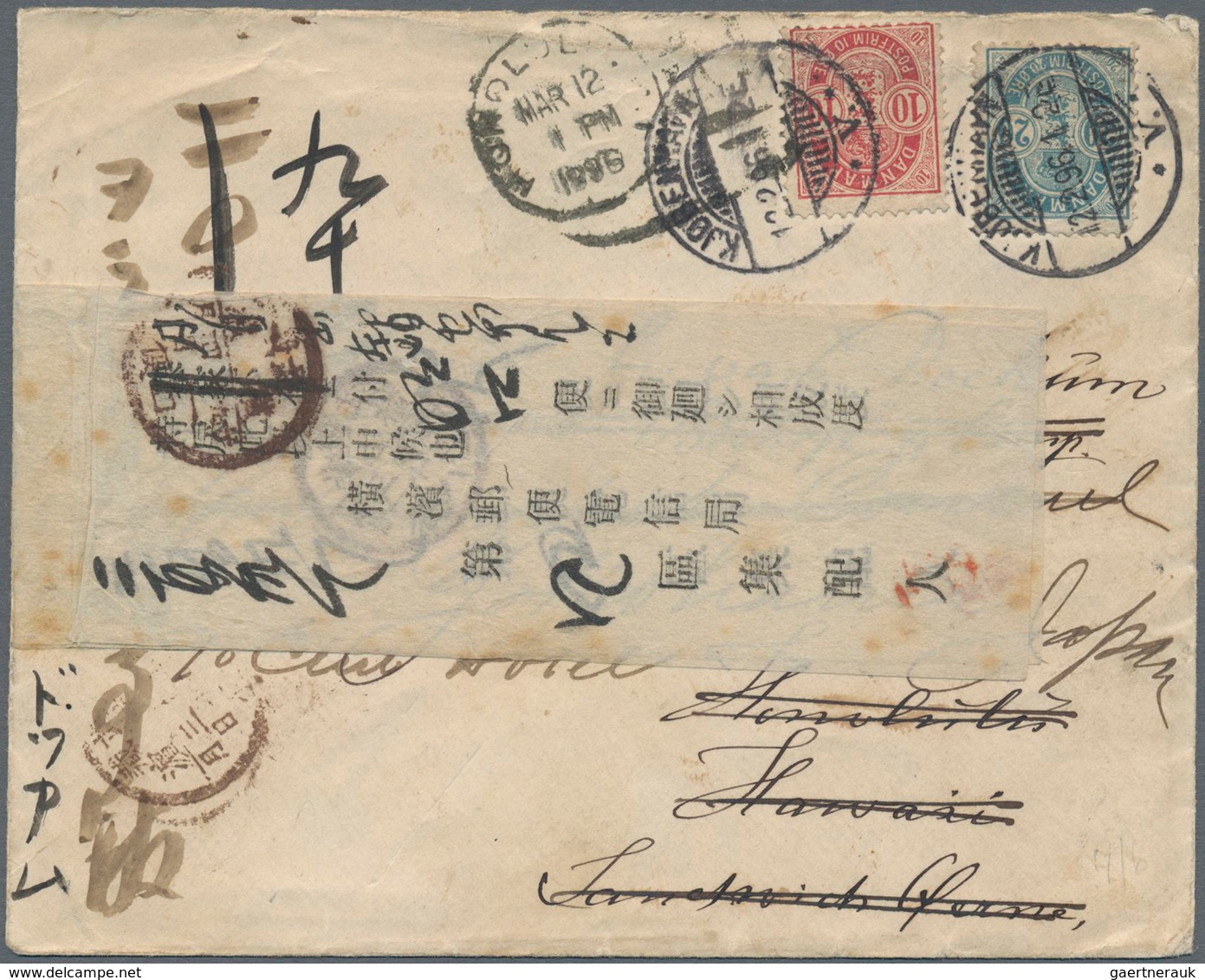 Dänemark: 1896 Destination HAWAII - JAPAN: Cover From Copenhagen To The Danish Consul In Honolulu, H - Used Stamps