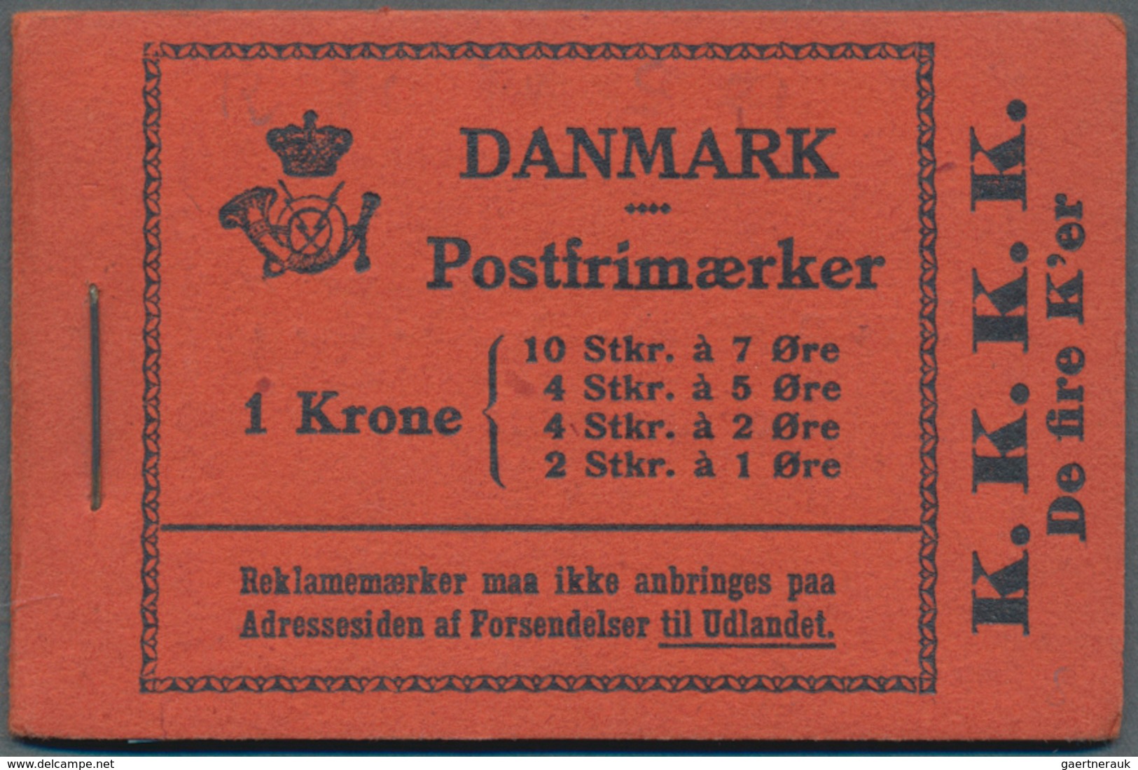 Dänemark - Markenheftchen: 1929, Stamp Booklet 1kr. Black On Red (10 X 7öre, 4 X 5öre, 4 X 2öre And - Carnets