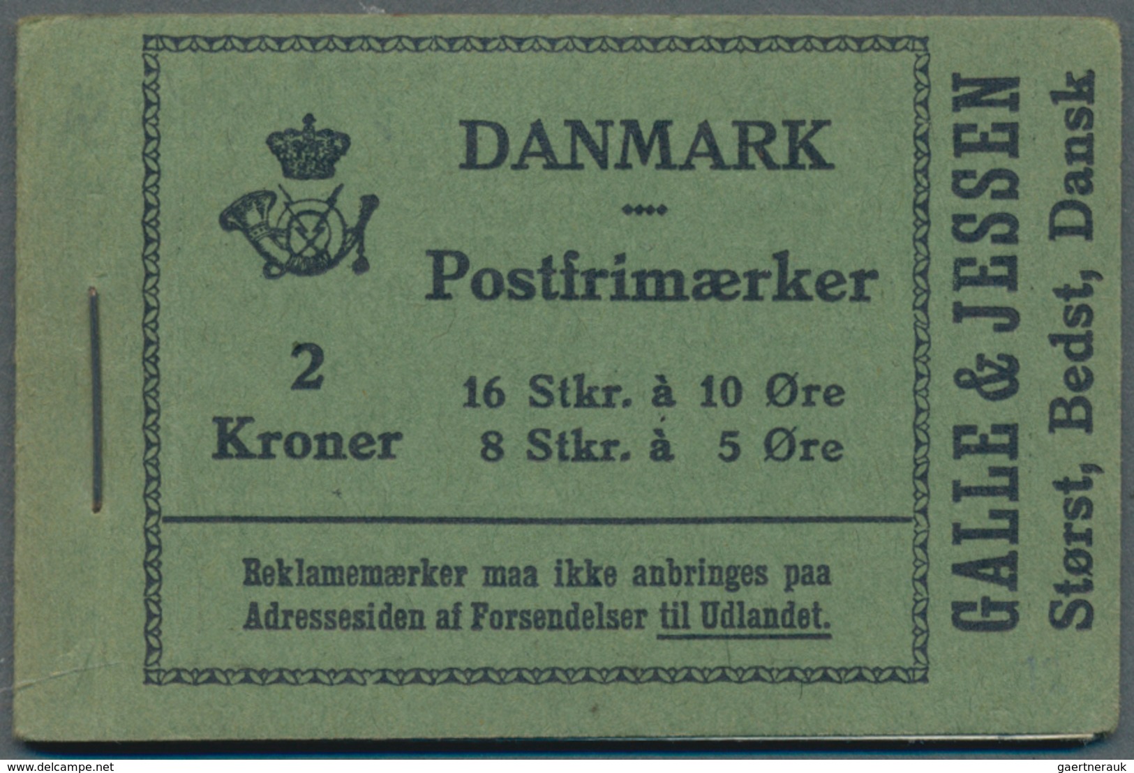 Dänemark - Markenheftchen: 1930, Stamp Booklet 2kr. Black On Green (16 X 10öre And 8 X 5öre) With 'G - Carnets