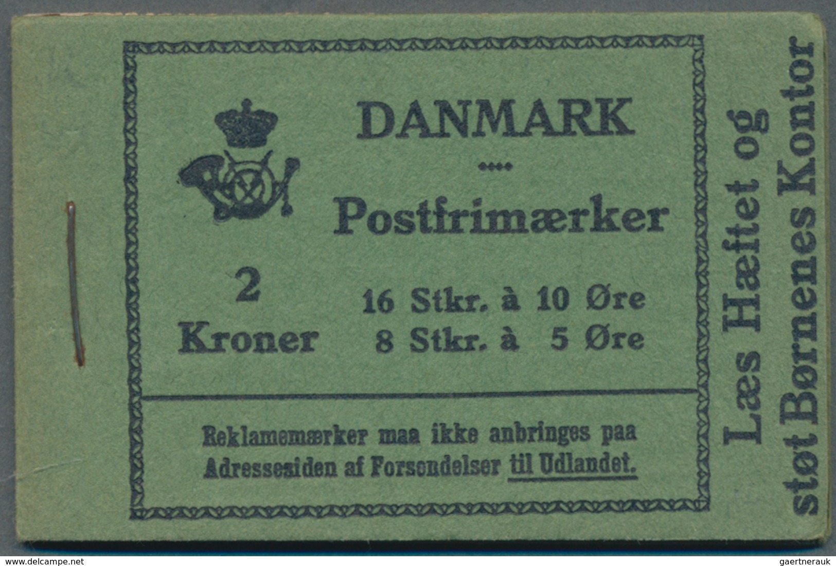 Dänemark - Markenheftchen: 1931, Stamp Booklet 2kr. Black On Green (16 X 10öre And 8 X 5öre) With 'G - Booklets