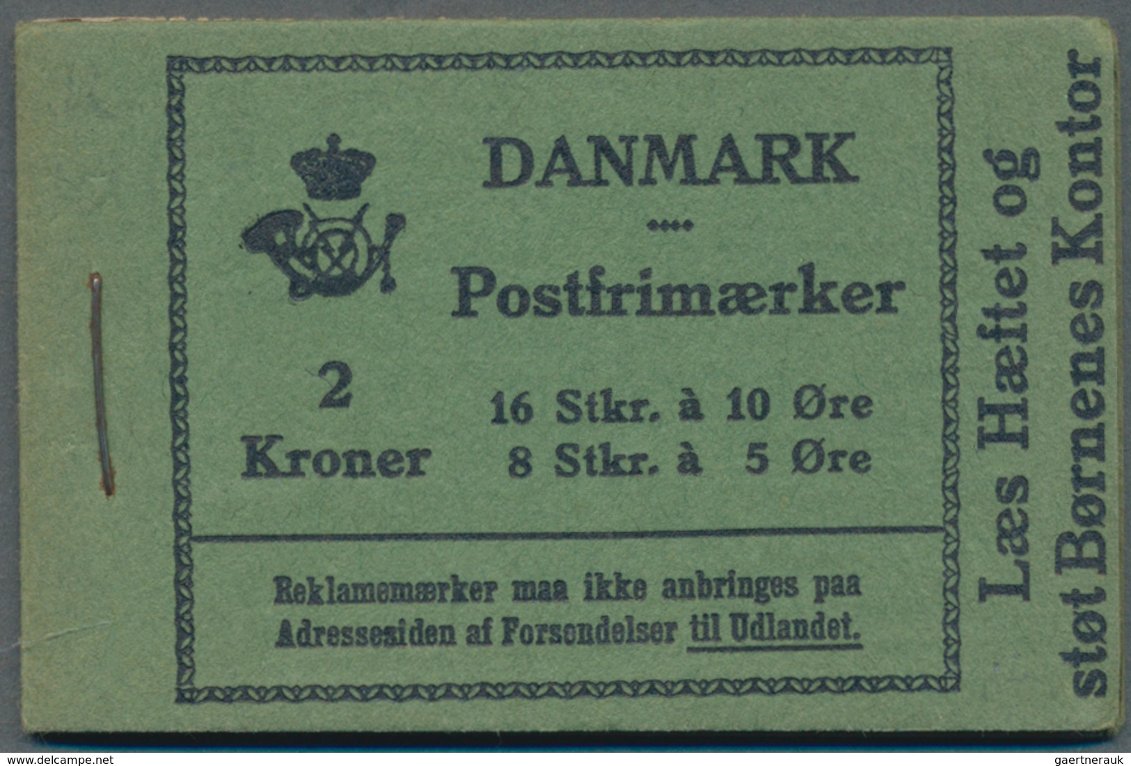 Dänemark - Markenheftchen: 1931, Stamp Booklet 2kr. Black On Green (16 X 10öre And 8 X 5öre) With 'G - Markenheftchen