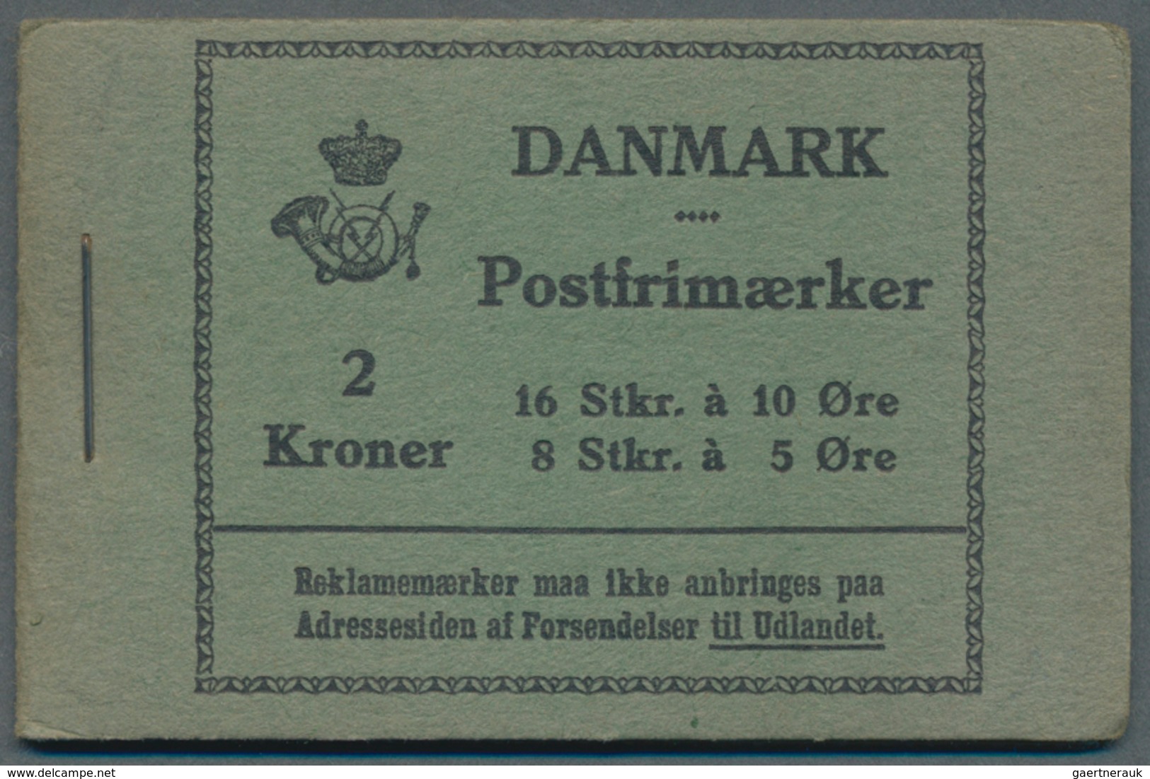 Dänemark - Markenheftchen: 1933, Stamp Booklet 2kr. Black On Green (16 X 10öre And 8 X 5öre) With Cr - Booklets