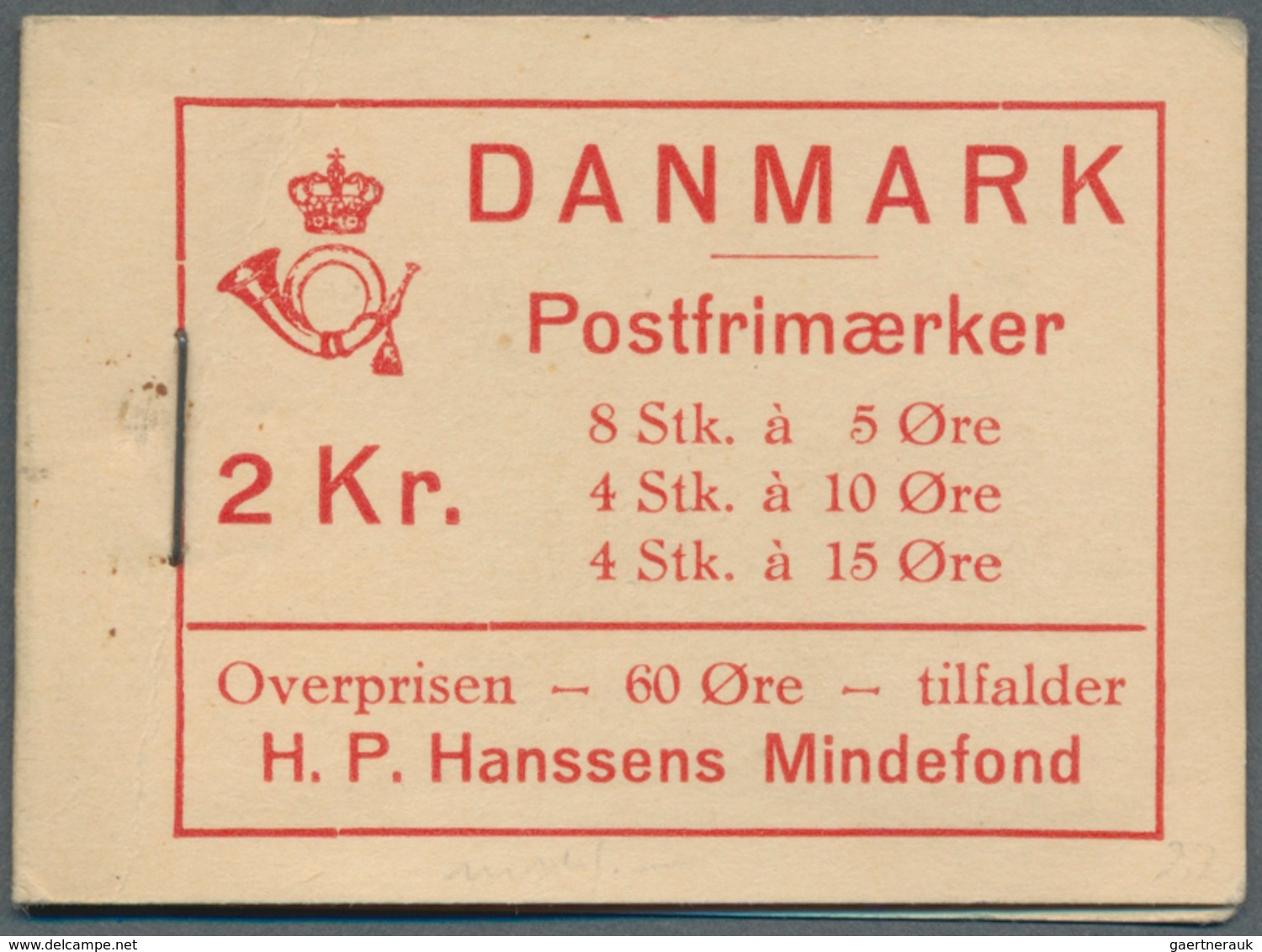 Dänemark - Markenheftchen: 1937, Stamp Booklet 'Dybbøl Mill' 2kr. Black On Creme (8 X 5öre, 4 X 10ör - Carnets