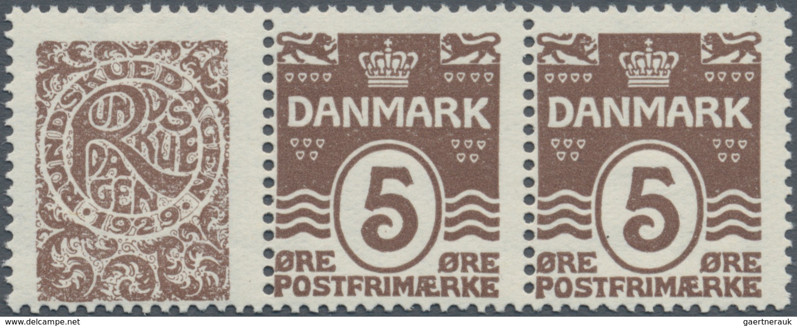 Dänemark - Zusammendrucke: 1929, Horiz. Pair 5öre Brown With Additional Advertising Label RUNDSKUEDA - Sonstige & Ohne Zuordnung