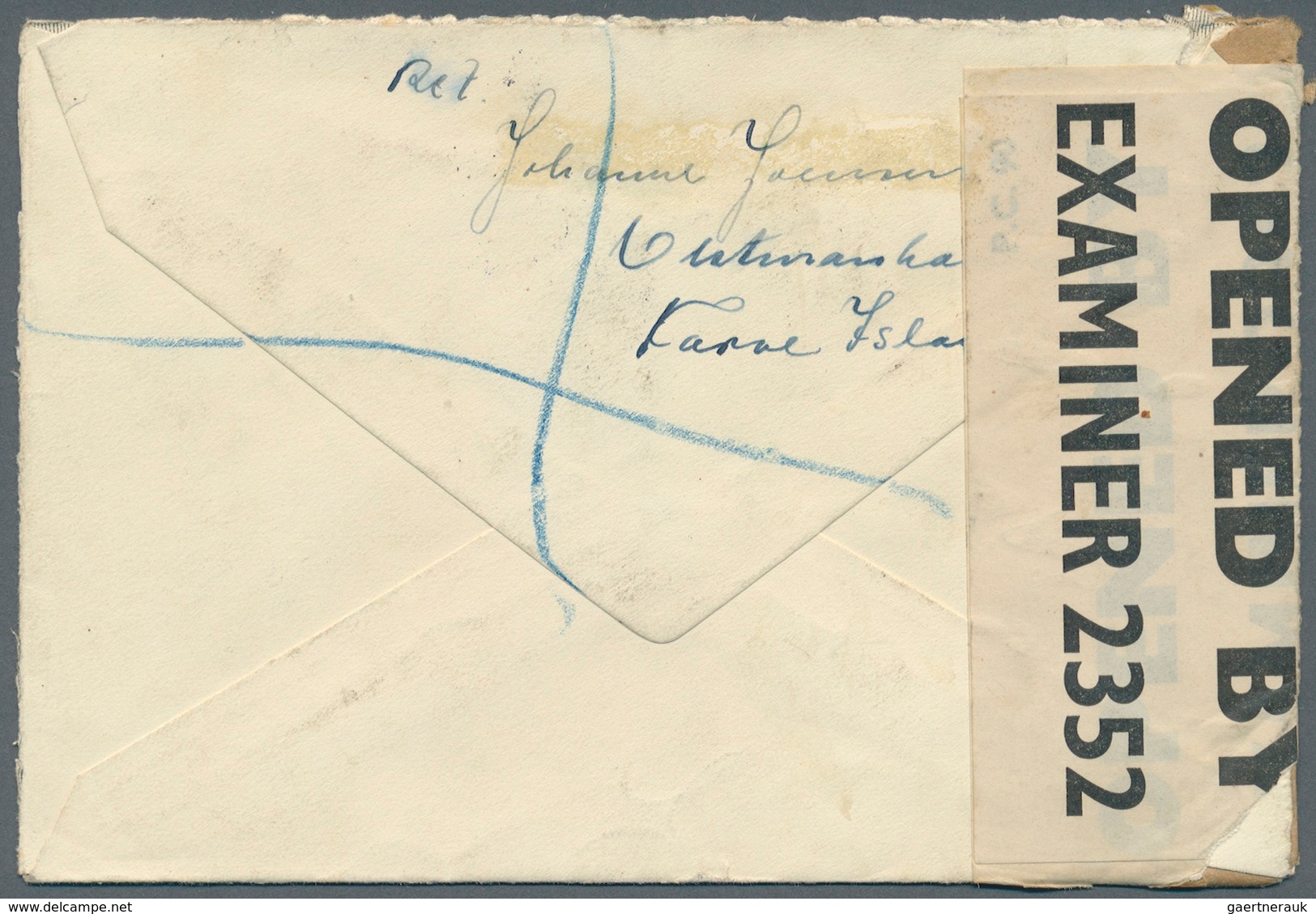 Dänemark - Färöer: 1940. Registered Envelope To Manchester Bearing Denmark Yvert 217, 25ø Brown (pai - Färöer Inseln