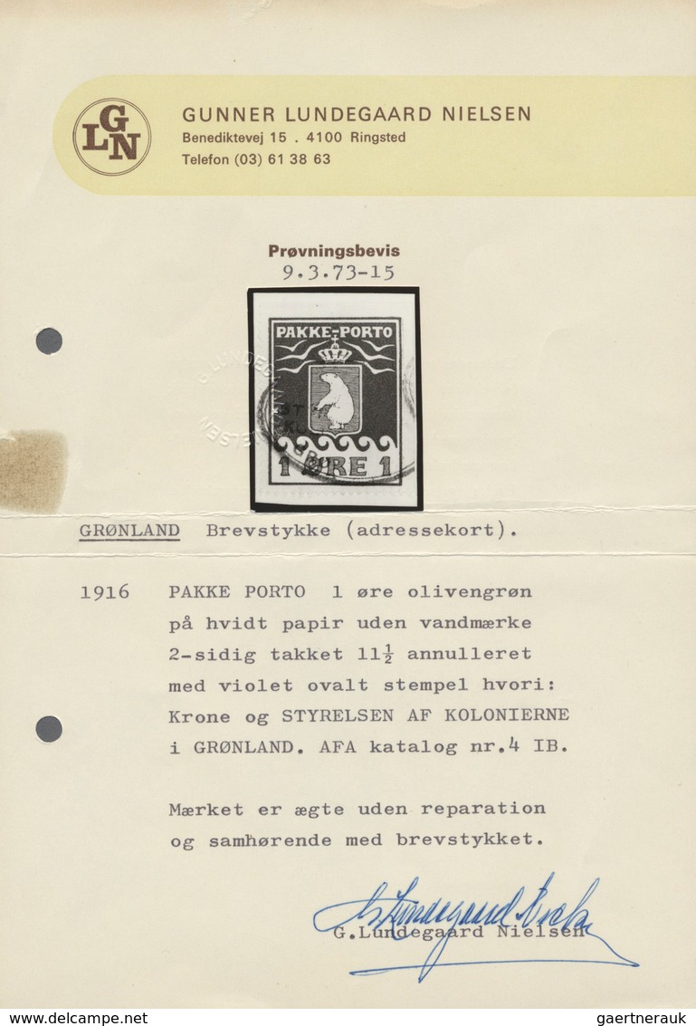 Dänemark - Grönländisches Handelskontor: 1915, 1 Öre Oben Und Rechts Ungezähnt, Auf Briefstück, FA G - Autres & Non Classés