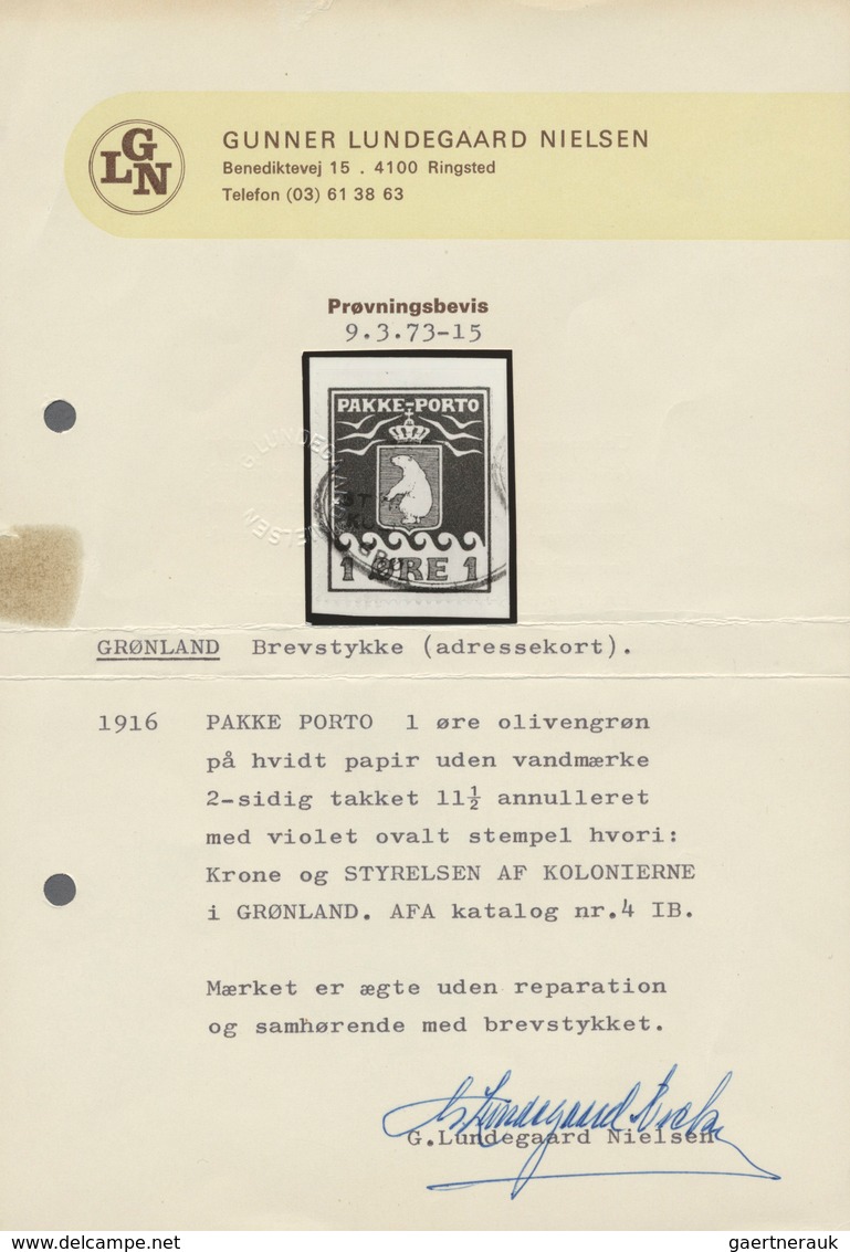 Dänemark - Grönländisches Handelskontor: 1915, 1 Öre Oben Und Rechts Ungezähnt, Auf Briefstück, FA G - Sonstige & Ohne Zuordnung