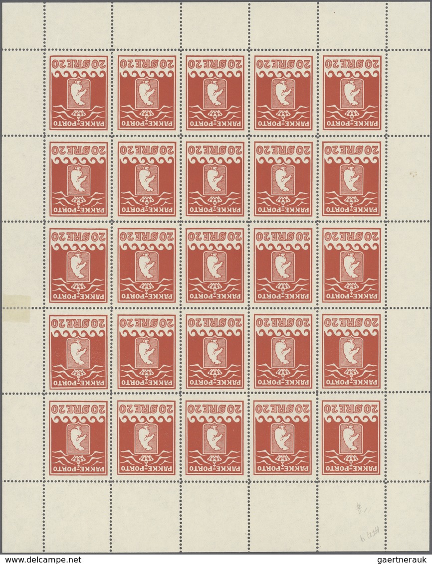 Dänemark - Grönländisches Handelskontor: 1915, 20ö. Red, Perf. 11¼, Complete (folded) Sheet Of 25 St - Other & Unclassified