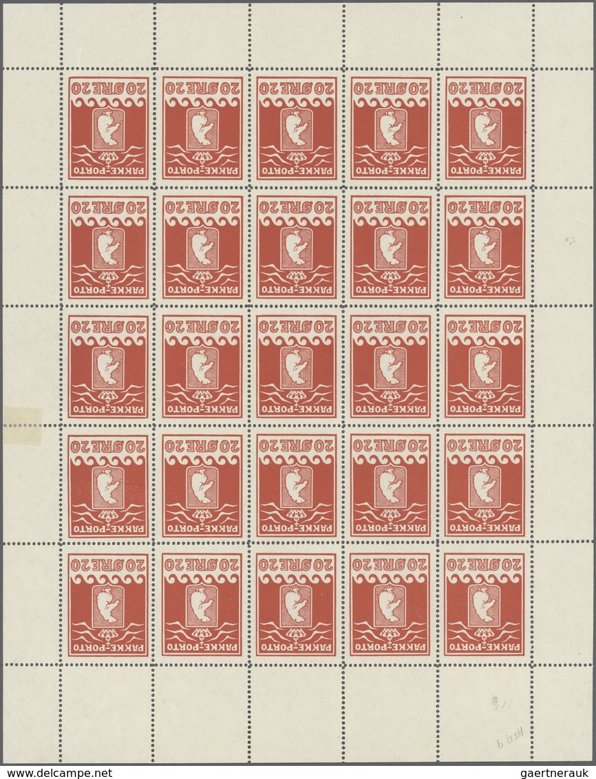 Dänemark - Grönländisches Handelskontor: 1915, 20ö. Red, Perf. 11¼, Complete (folded) Sheet Of 25 St - Sonstige & Ohne Zuordnung