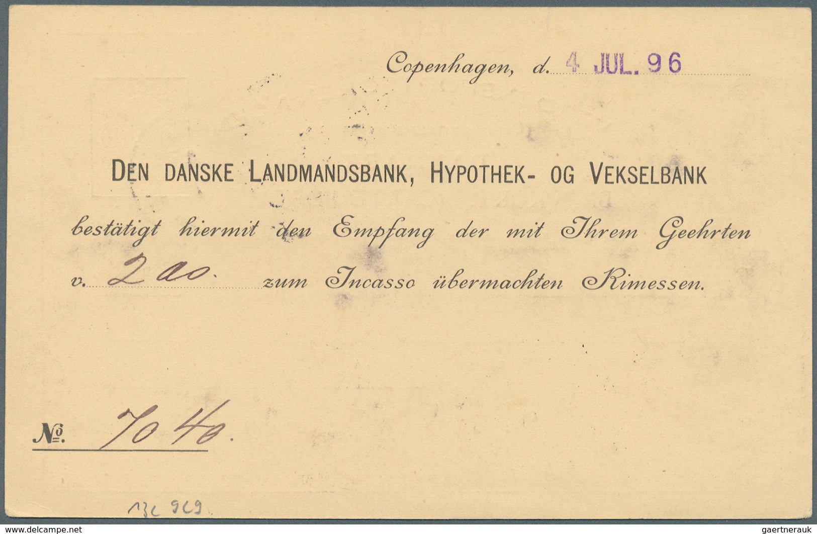 Dänemark - Ganzsachen: GSK 10 Öre Karmin In Seltener Auflage "mit Kleinen Eckziffern" Gebr. 1896 Mit - Postal Stationery