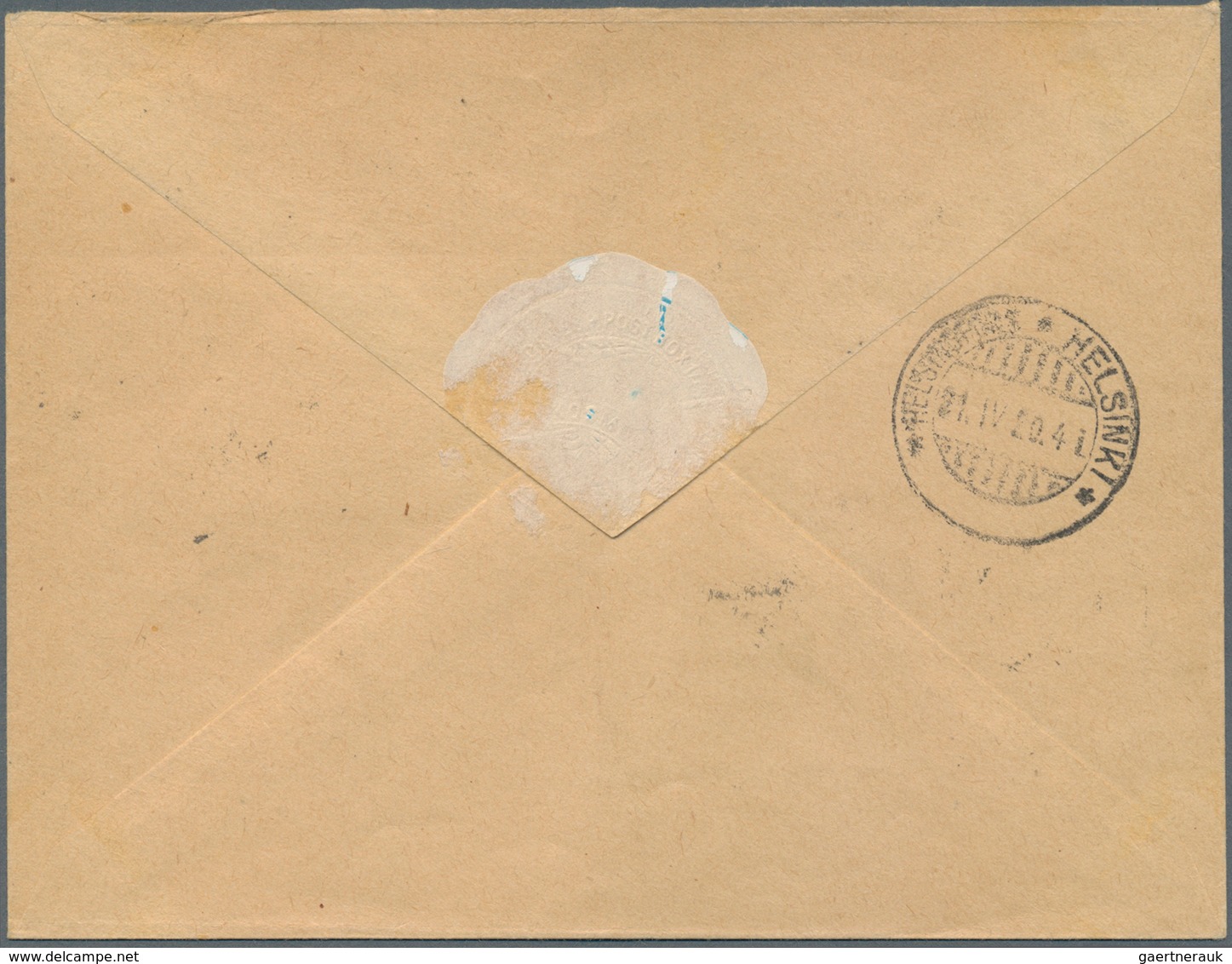 Estland: 1920. "Globus" Registered Letter To Helsinki, Franked 10 P Green (SG 7, Imperf.), 70 P Dull - Estonia