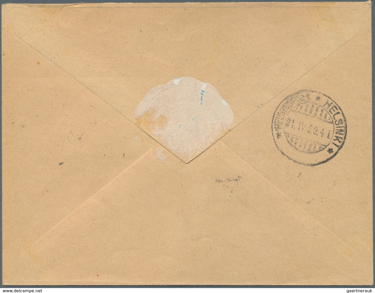 Estland: 1920. "Globus" Registered Letter To Helsinki, Franked 10 P Green (SG 7, Imperf.), 70 P Dull - Estland