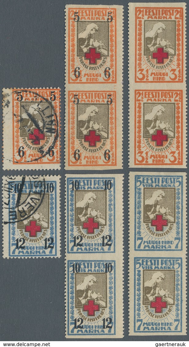 Estland: 1921 - 1924, Red-cross 2 1/2 Sts / 3 1/2 Sts And 5 Sts / 7 Sts And Overprint Issue, Each In - Estonia