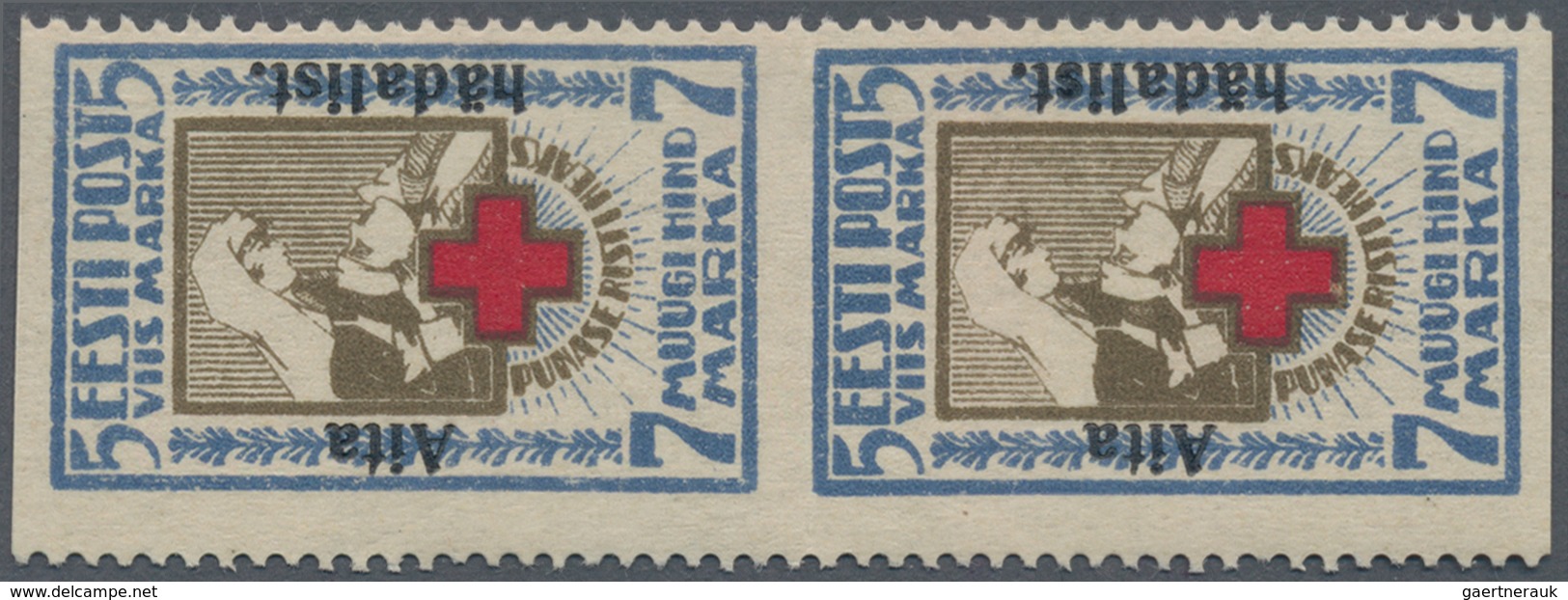 Estland: 1923, Aita Haedalist 5 St, In Vertical Pair "horizontal Imperforated", Unused With Fold Res - Estonie