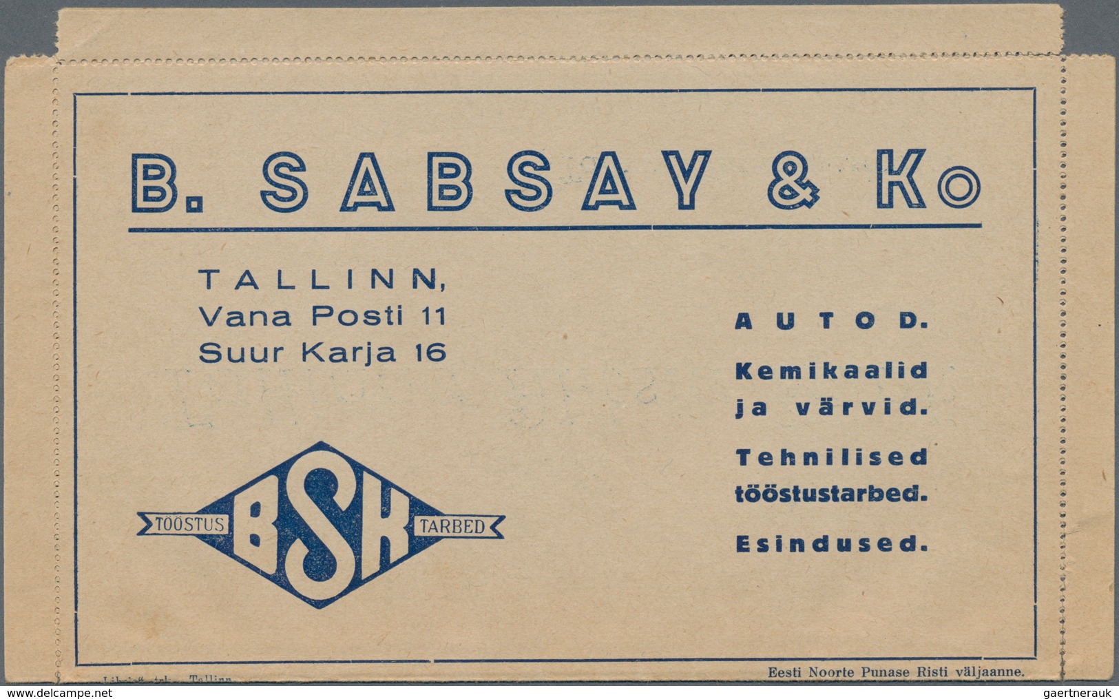 Estland - Ganzsachen: 1937. PARO Advertising Lettercard, Series 1 (bank, Horse), Unused, Faults. - Estonie