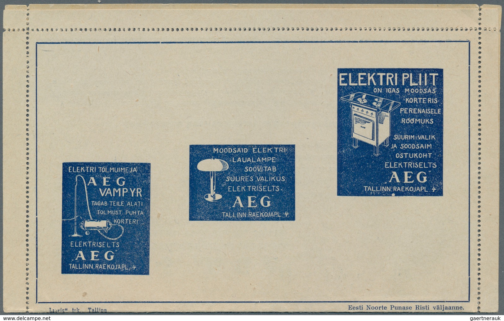 Estland - Ganzsachen: 1937 Unused PARO-lettercard With Advertisement For Movie Made In KEILA And AEG - Estonie