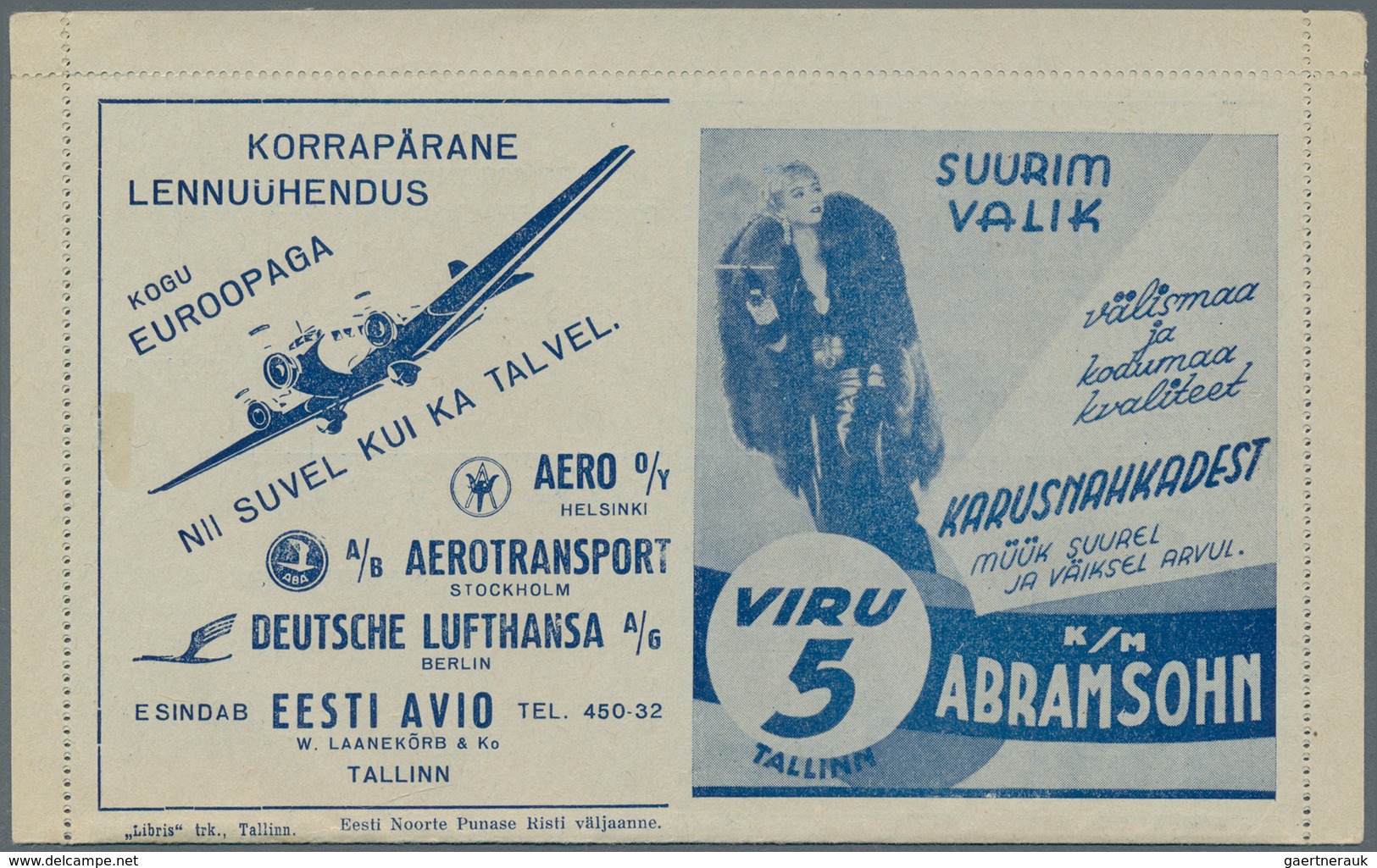 Estland - Ganzsachen: 1937, 10 S Coats Of Arms, Advertising Card Letter "PARO", Series No. 13 And 22 - Estonie