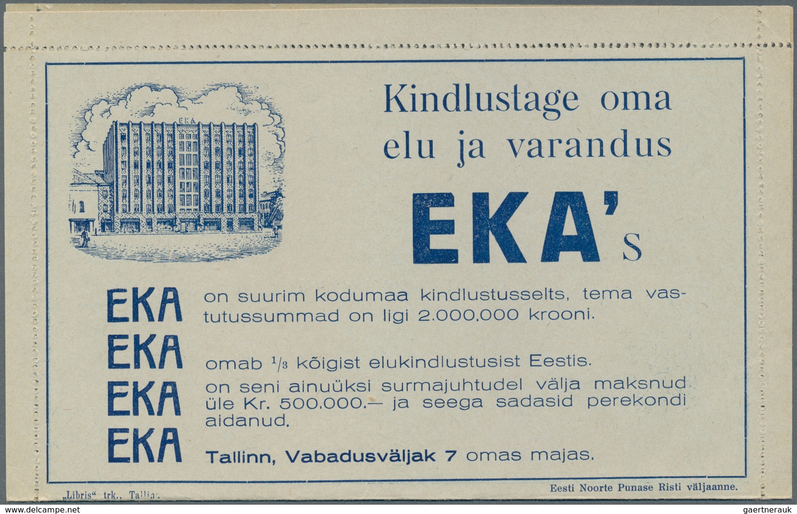 Estland - Ganzsachen: 1937, 10 S Coats Of Arms, Advertising Card Letter "PARO", Series No. 13 And 22 - Estonia