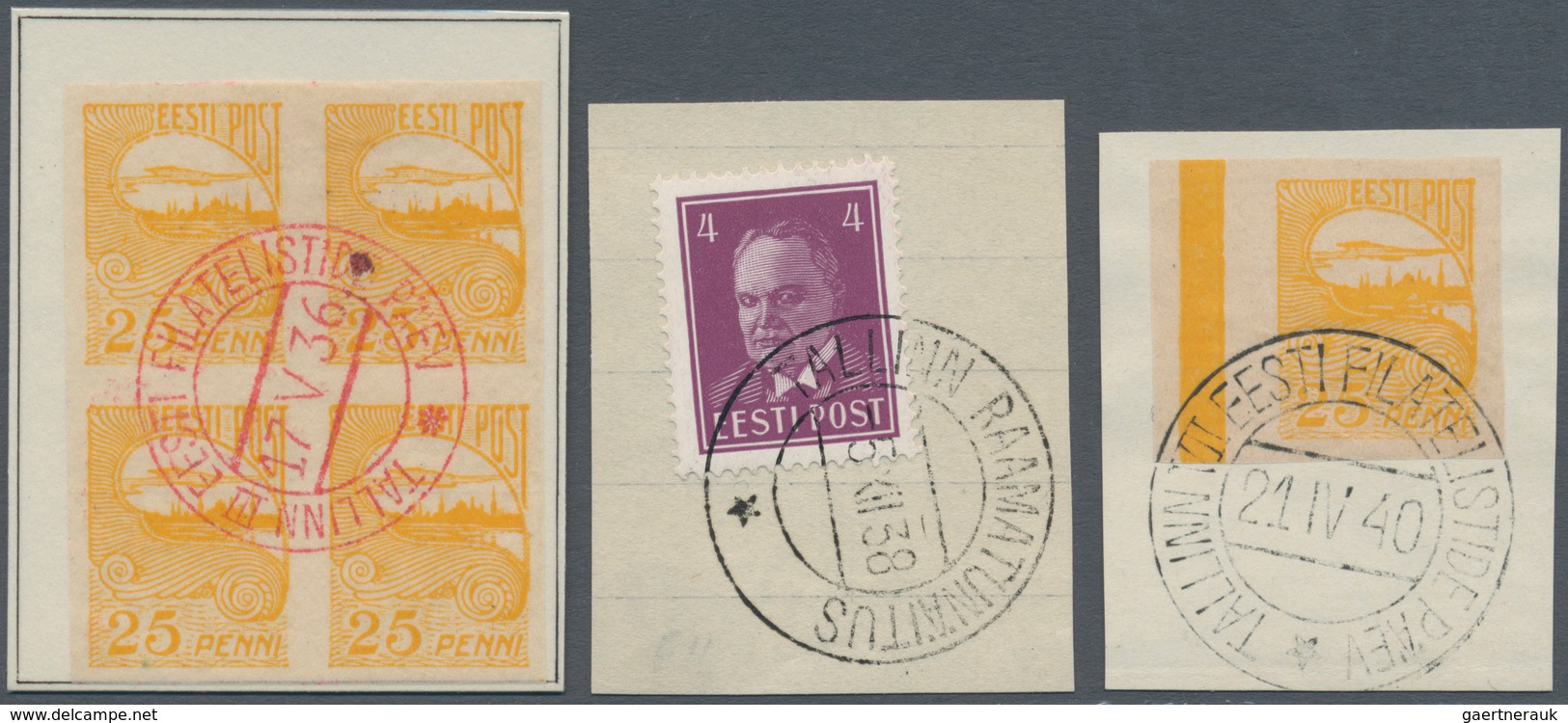 Estland - Stempel: 1936/1940, Small Lot Of Six Blocks Of Four And One Cover, Each With Different Spe - Estonia