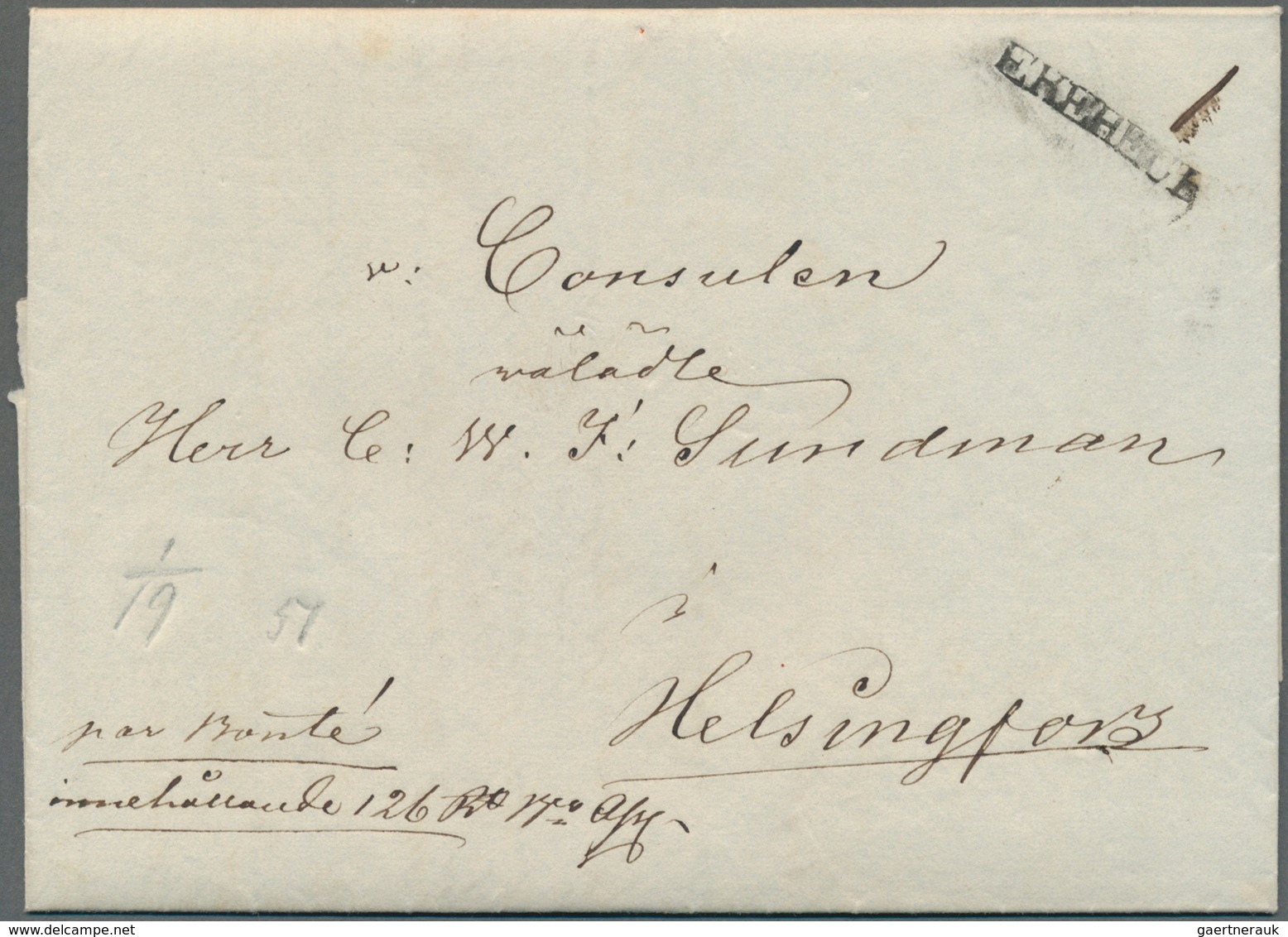 Finnland - Vorphilatelie: 1840, Letter With Manuscript Value Declared " Innehöllande 126 R" With Pos - ...-1845 Vorphilatelie