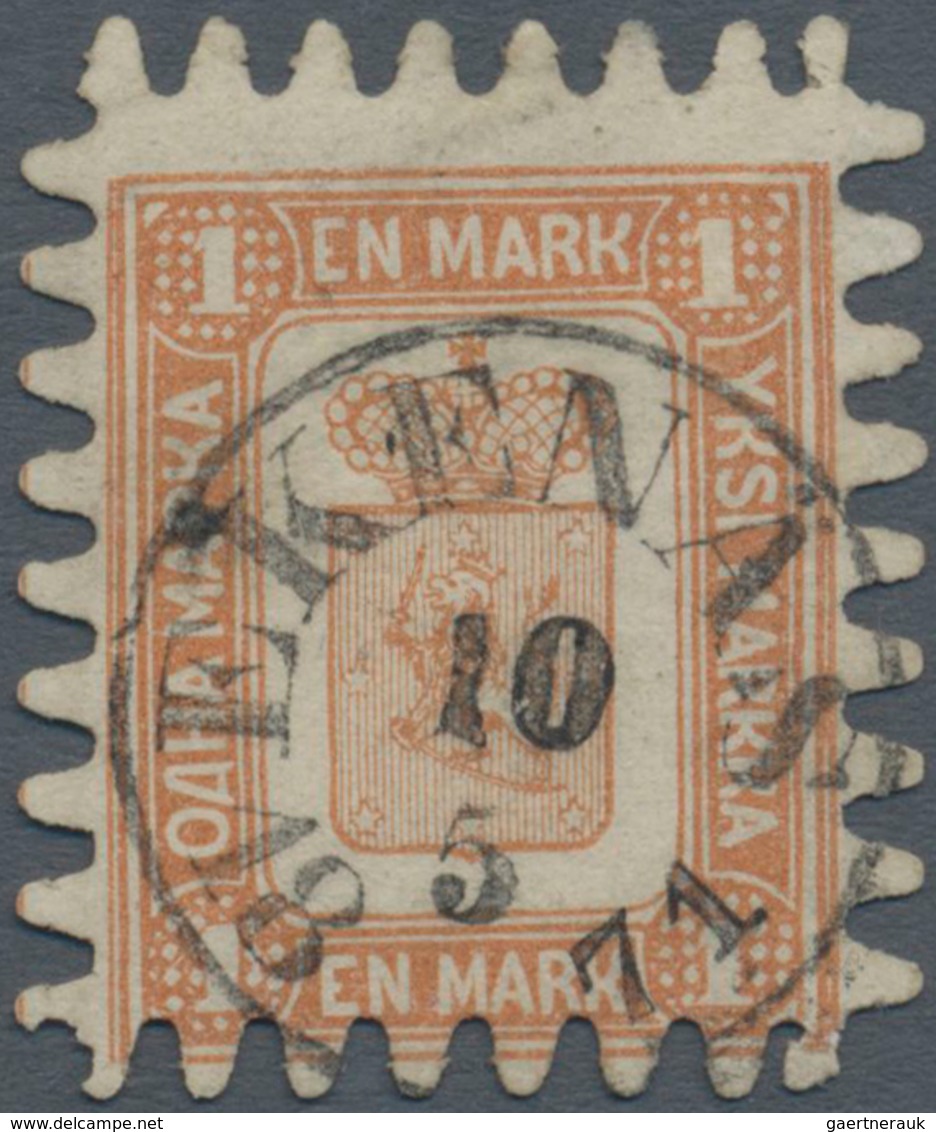 Finnland: 1867 1m. Yellow-brown, Perforation C (long Perfs), Used And Cancelled By Almost Complete S - Lettres & Documents