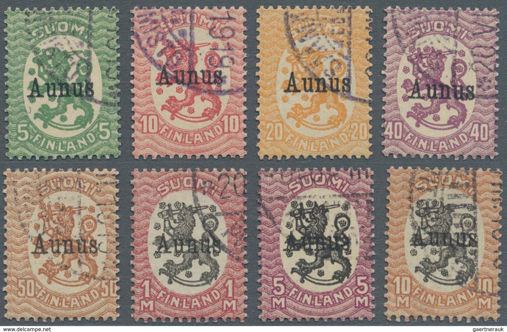 Finnland - Finn. Besetzung: Aunus: 1919, Finland 5 P To 50 P And 1 St To 10 M With Overprint "Aunus" - Sonstige & Ohne Zuordnung