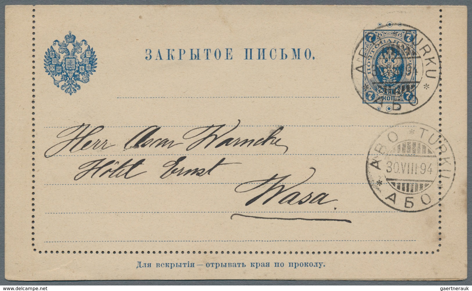 Finnland - Ganzsachen: 1886-1917 Three Postal Stationery Cards And One Picture Postcard, With 1) P/s - Ganzsachen