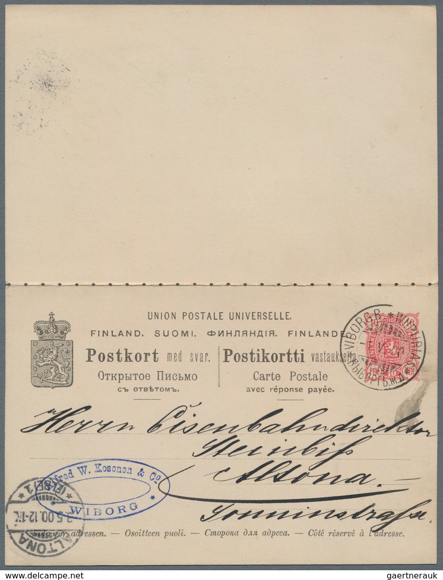 Finnland - Ganzsachen: 1886-1917 Three Postal Stationery Cards And One Picture Postcard, With 1) P/s - Entiers Postaux