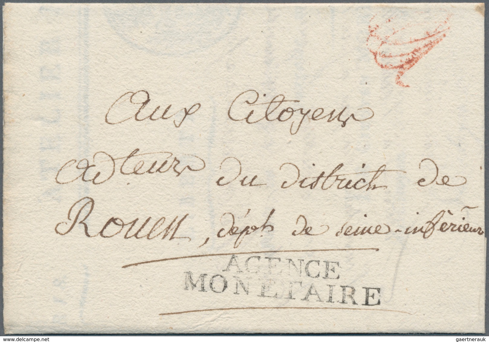 Frankreich - Vorphilatelie: 1794. Administrative Mark From "Agence Monetaire". Photo Certificate By - 1801-1848: Précurseurs XIX