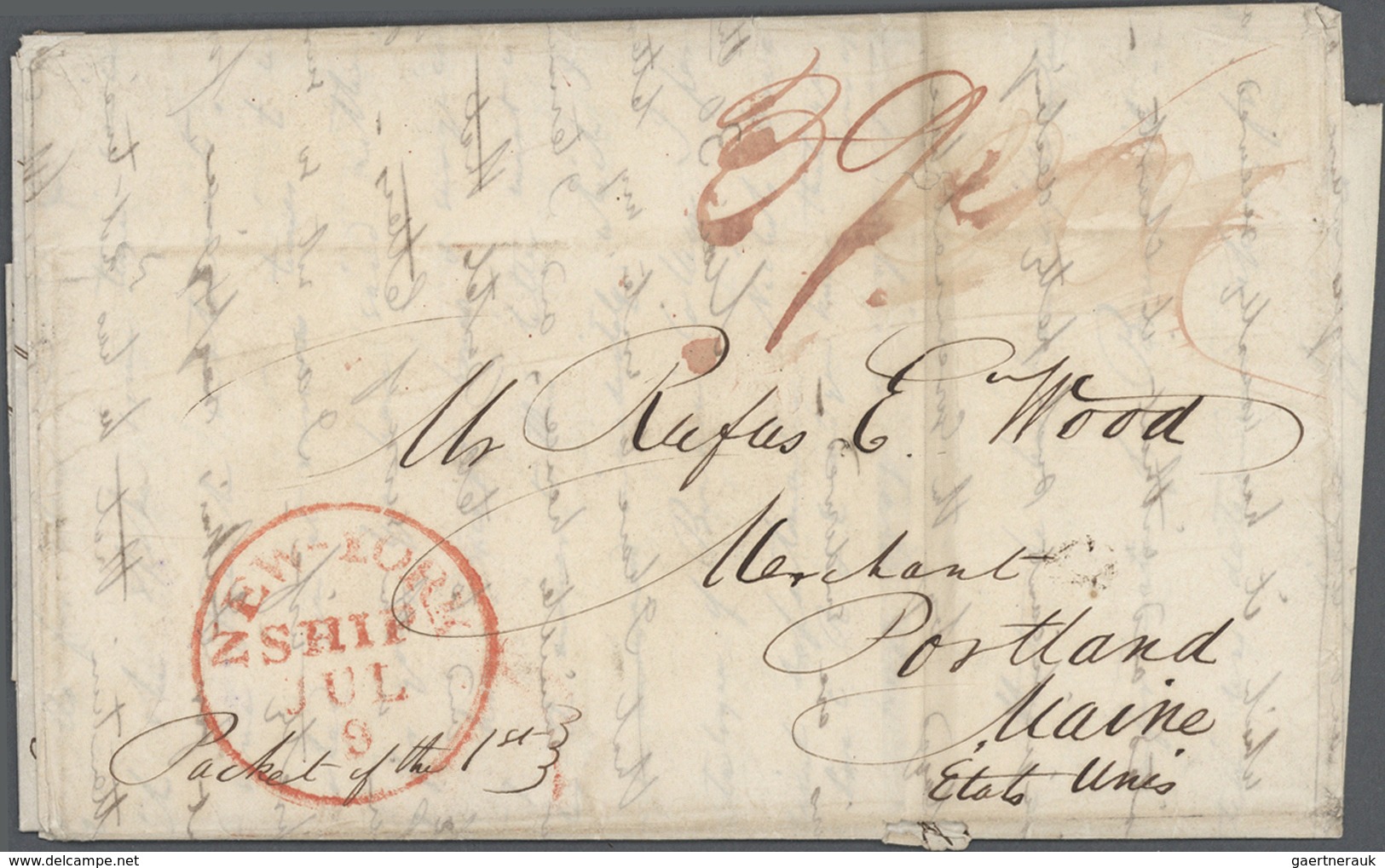 Frankreich - Vorphilatelie: 1835 (May 29), "FORWARDED BYH.EDWARDS&Co. PARIS" In Red And "Forwarded B - 1801-1848: Precursors XIX