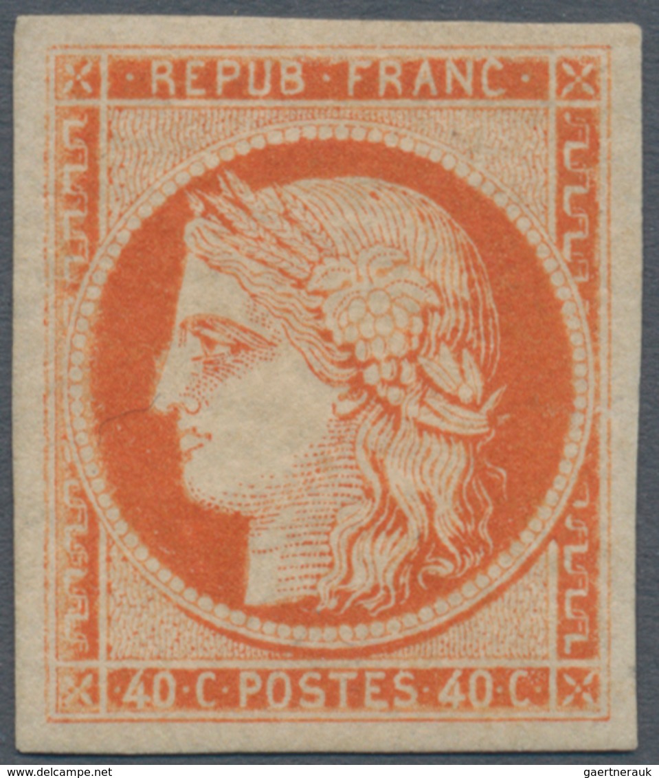 Frankreich: 1850, 40c. Orange, Wide Margins, Regummed, Signed Brun And Roumet, Appearance As Unmount - Covers & Documents