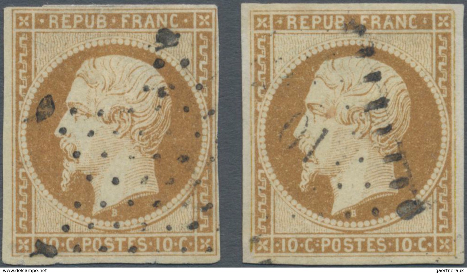 Frankreich: 1852, 10 C. Napoleon With "REPUB. FRANC." Inscription In Yelow Brown And Brown Yellow, B - Lettres & Documents