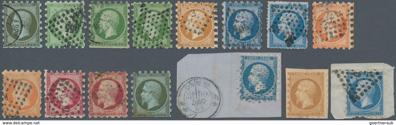 Frankreich: 1853, Nice Lot Of Private Perforations Of The 1853 Napoleon Issue Containig 12 Loose Sta - Lettres & Documents