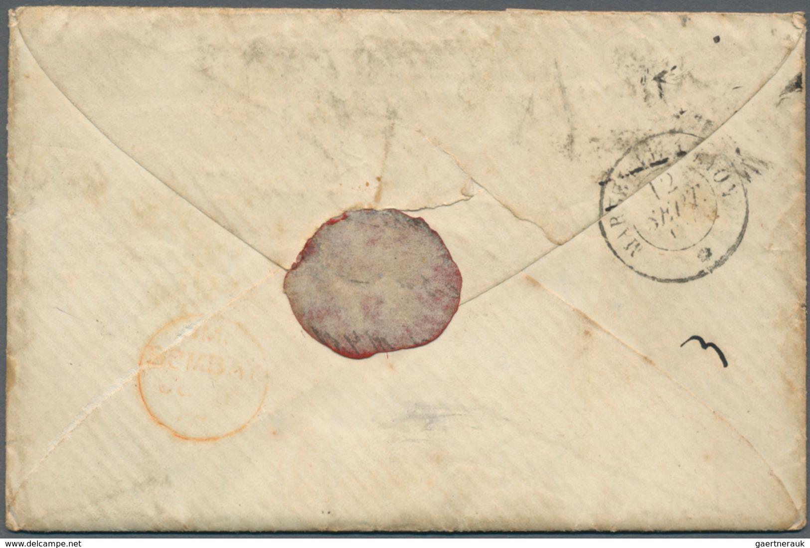 Frankreich: 1853/1862: 10 C Bown, 20 C Blue And 40 C Orange, Napoleon III, Tied By Dotted Numeral 22 - Lettres & Documents