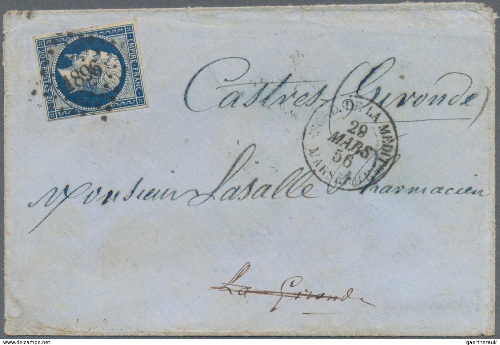 Frankreich: 1856. Envelope With Full Text Written From Malta Dated '25th Mars 1856'' Addressed To Fr - Covers & Documents