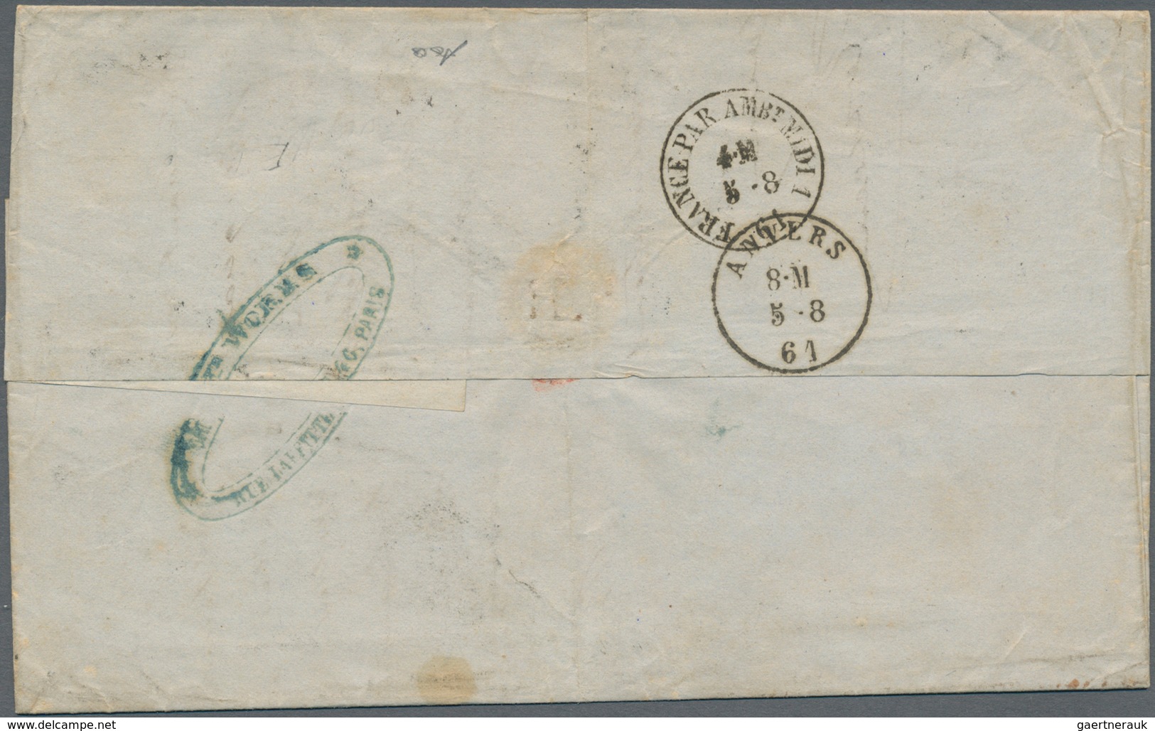 Frankreich: 1853, 20 C Blue, Nine Singles, 40 C Orange And 80 C Carmine, Tied By Dotted Lonzenge To - Covers & Documents