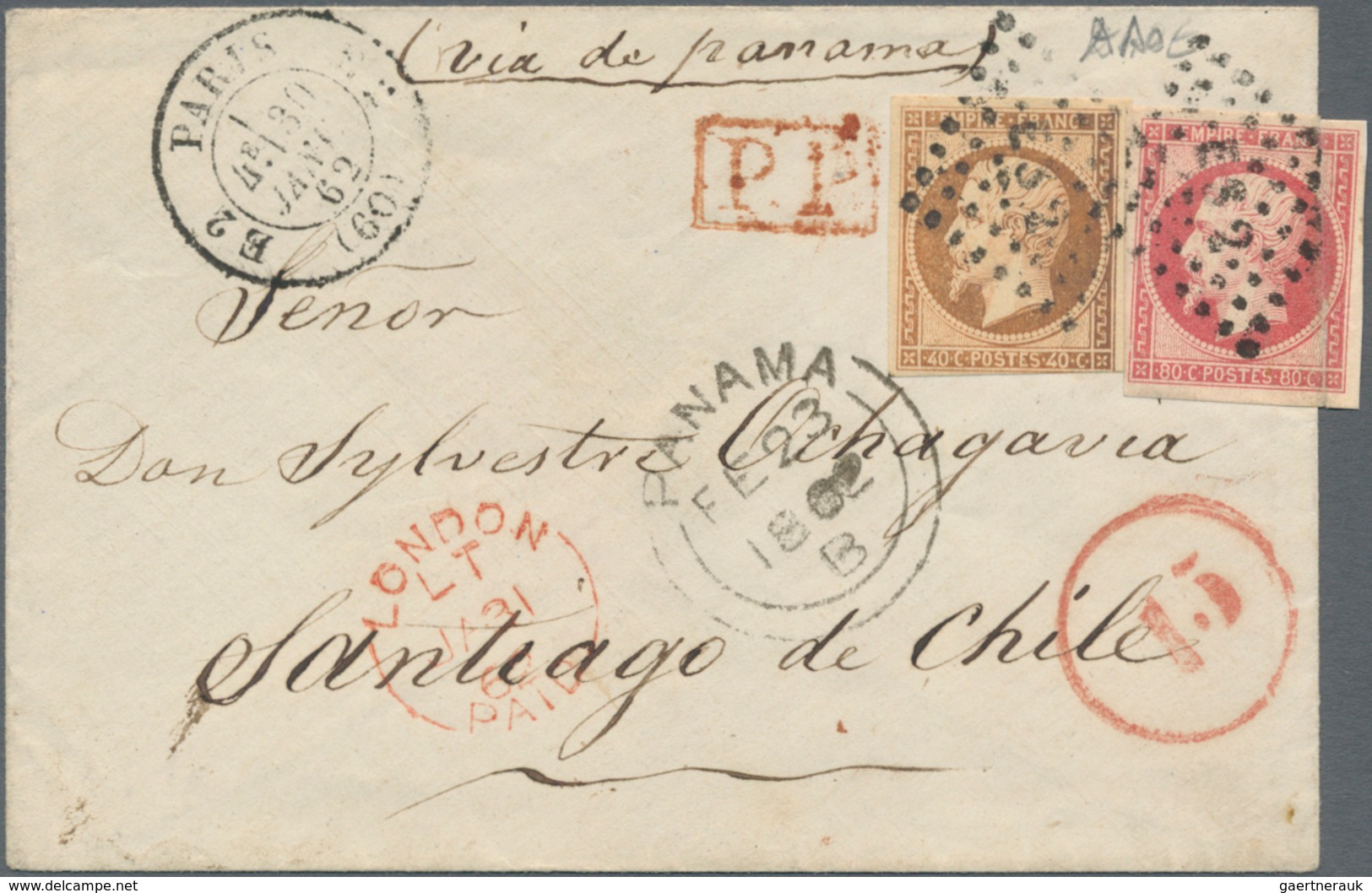 Frankreich: 1851/1862: 80 C Carmine And 40 C Orange, Each Tied By Clear Dotted Numeral E32 On Small - Lettres & Documents